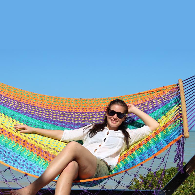 Nice Nylon hammock for cozy time and sun bathing