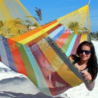 Coated net hammock from Mexico in color mix C8, XXXX-L