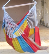 Hammock chair in light classic-checked fabric