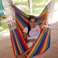 Hammock chair in colorful fabric. 100% new cotton.