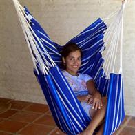 Hammock chair in blue nuance fabric