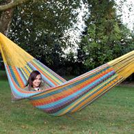 Family hammock EXTRA in durable cotton net with color combinations. No. G6