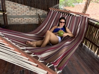 Outdoor Mocca hammock with 120 cm wooden spreader bars PRO. fabric