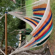 Multicolored hammock chair in net. No. 43MX-ANA