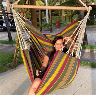 The Guatemala Vino Hammock Chair in Unique Golden Fabric