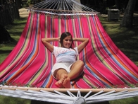 Mexico Pink hammock in fabric with width wood sticks of 160 cm