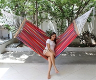 Mexico Red GARIBALDI hammock in fabric with width wood sticks of 160 cm